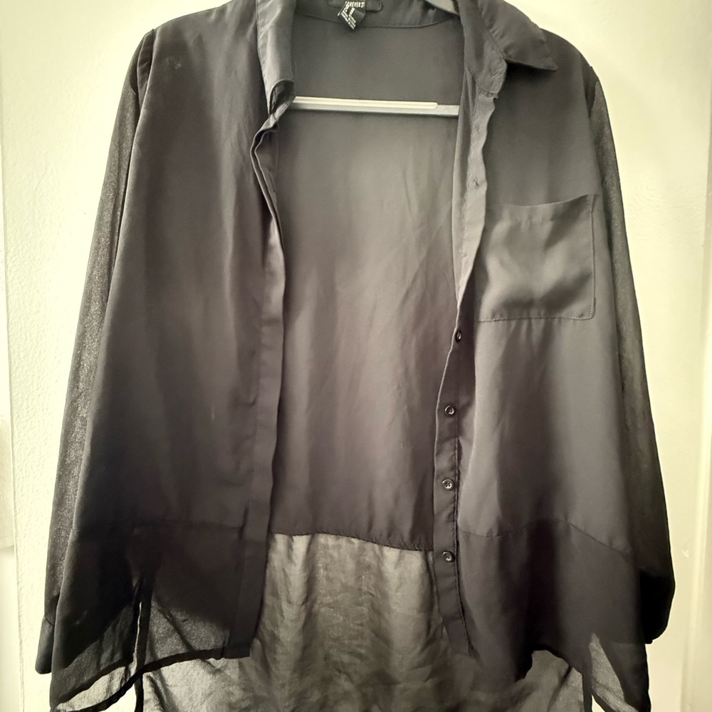 Forever 21 Black Lightweight Shirt Jacket
